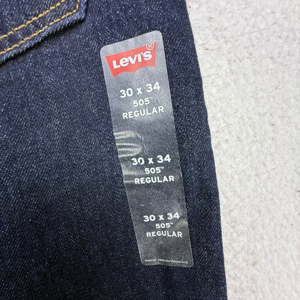 Levis 505 Regular Fit Straight Leg Jeans Mens 30x34 Dark Wash Indigo 00505-0216